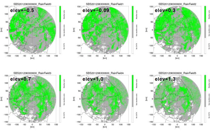 그림 2.1.16. 소백산레이더의 고도각별 강우장 마스크