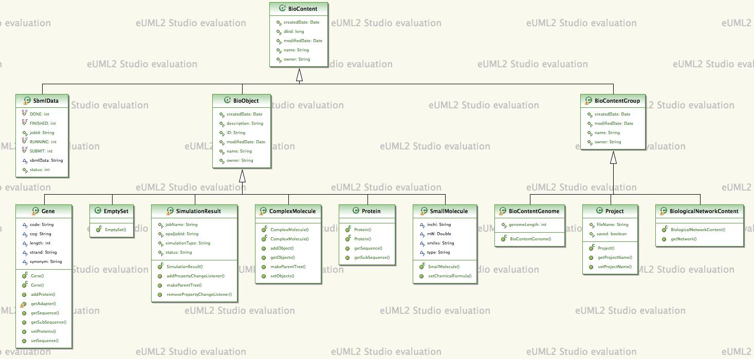 UML diagram for biological data