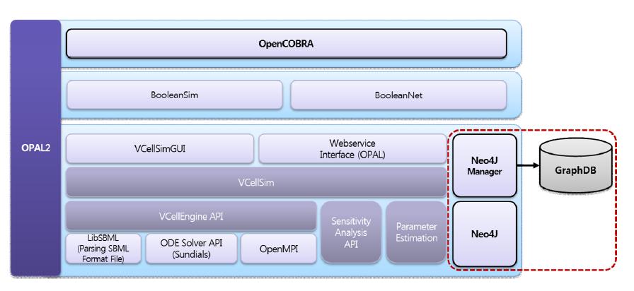 Connection of the graph database with insilicoCell system