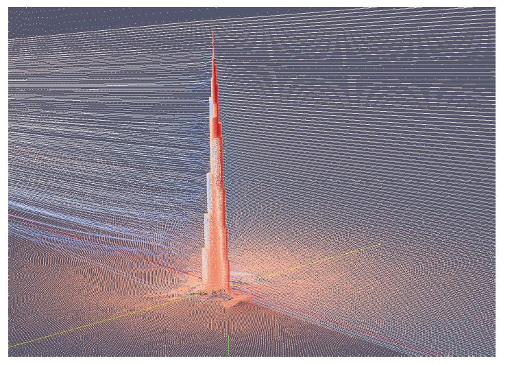 Extraction of streamlines from Burj Khalifa