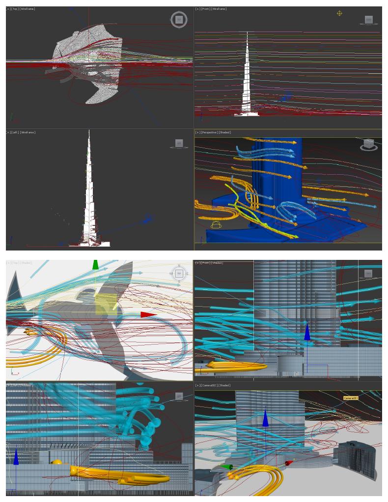 Animation of arrows along 200 streamline paths generated by Path Deform(3D MAX)