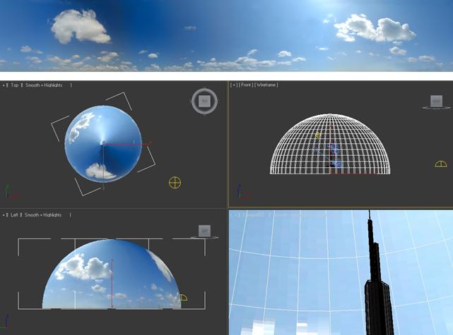 Applying 360 degrees sky image to the scene background