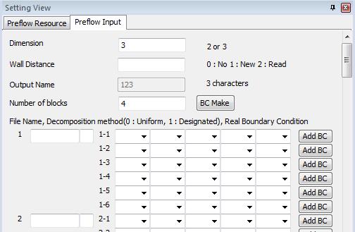 preflow boundary condition input