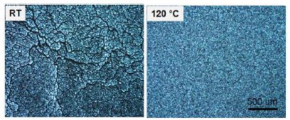 (좌) solvent에 의한 surface tension 효과, (우) solvent의 surface tension 효과를 제거한 시료