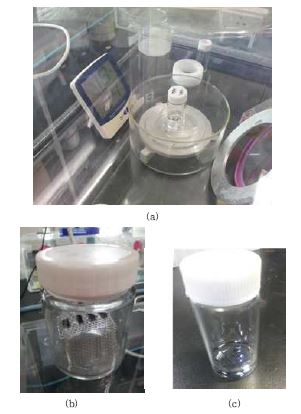 고분자공중합체의 합성공정 시험 사진, a~b 어닐링(annealing), c: 에칭