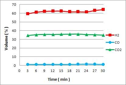 S/C:2.5 (처리속도:1lpm, HTS:350oC. LTS:220oC)