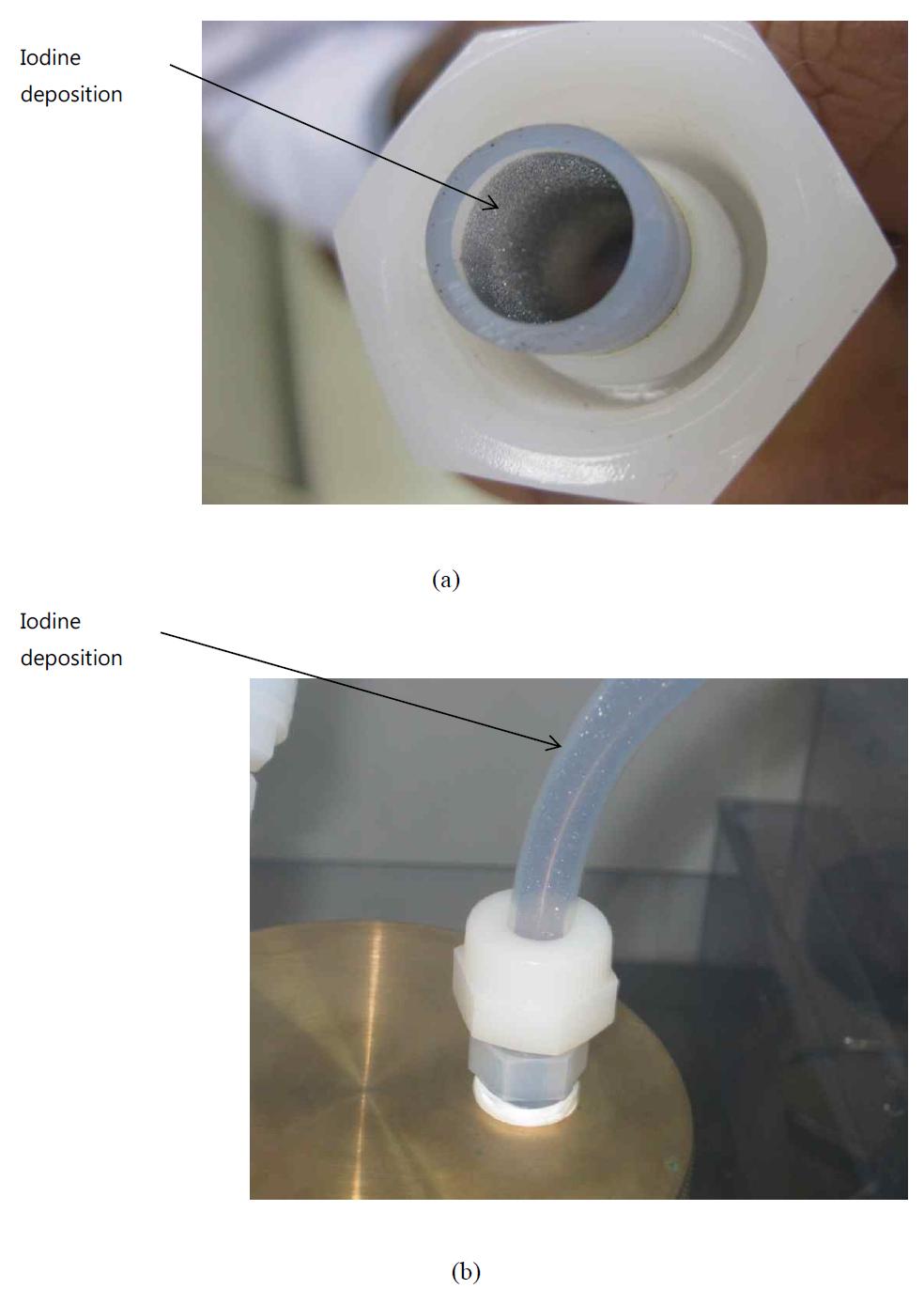 Iodine deposition in transmission pipe