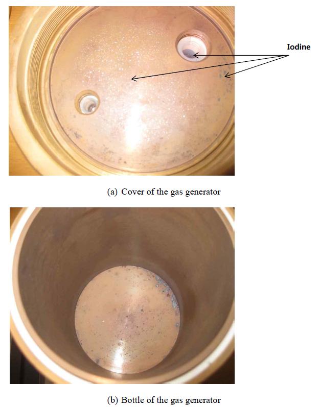 Iodine deposition in I2 gas generator