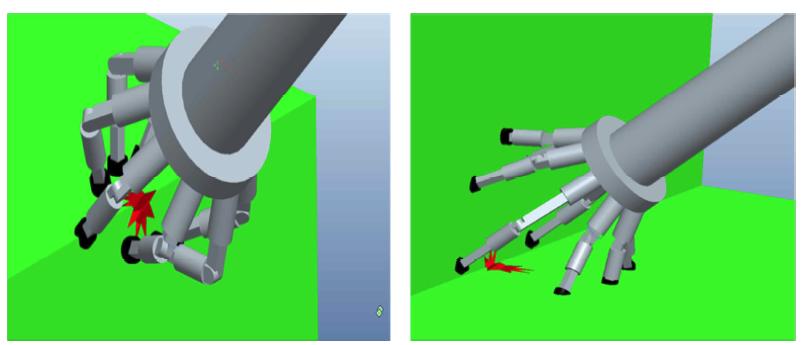 Damaged parts is inside and outside the edge