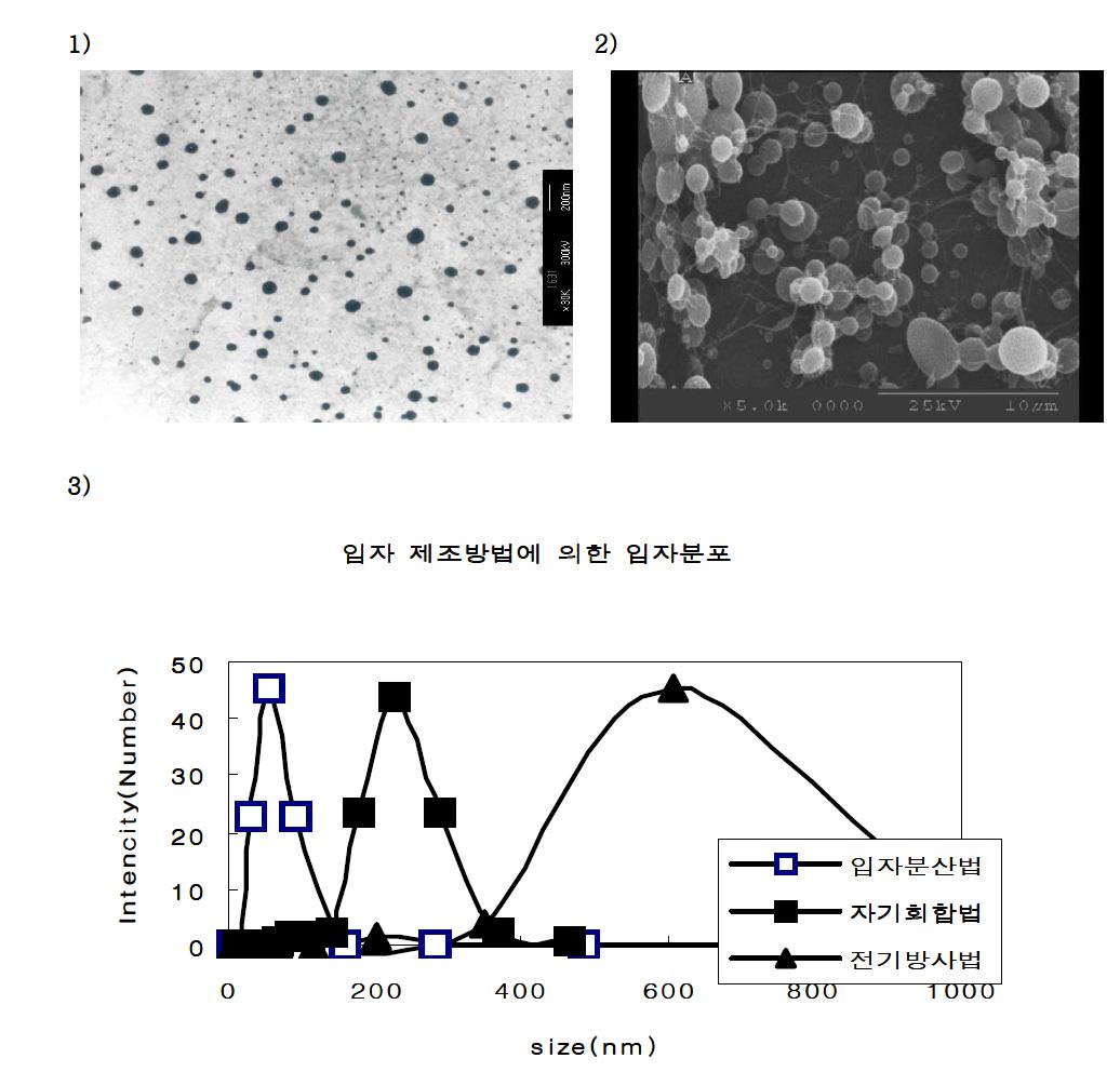 입자 제조방법에 따른 입자의 형태 및 특성