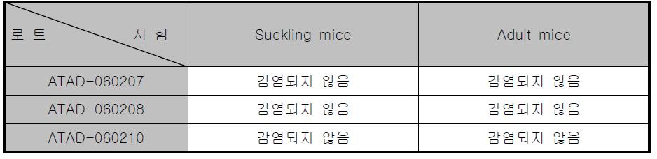 in vivo 젖먹이 마우스(Suckling mice), 성숙 마우스(adult mice)시험