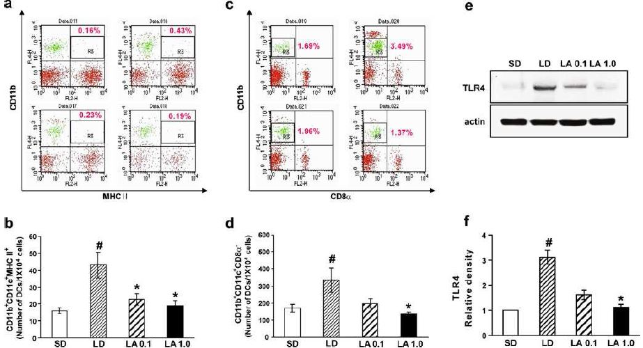 Figure 7. Effects of AS 605240 on the infiltration of CD11b+CD11c+MHCII+ cells or CD11b+CD11c+CD8α? cells and the levels of TLR4 protein in lung tissues of LPS- treated mice.