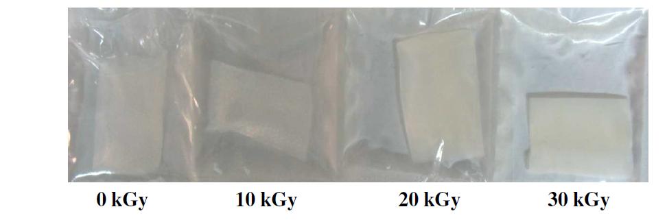 Porcine skins irradiated with buffer containing 20% glycerol