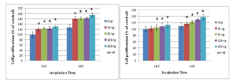 Resistin stimulates PC-3 (left) and DU145 (right) cell proliferation