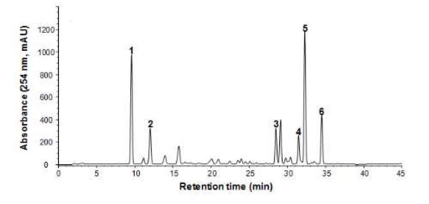 HPLC Chromatograms of extract of Schisandra chinensis