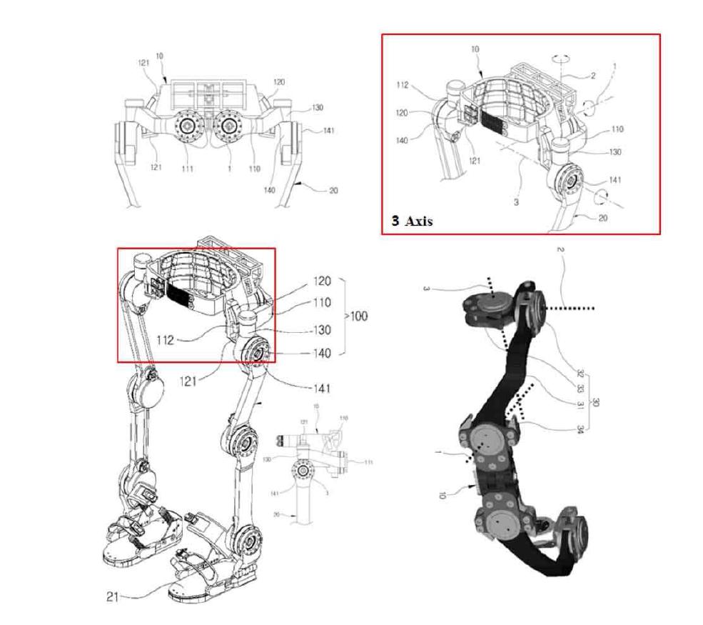 착용식 외골격로봇용 고관절 구조체의 대표도면