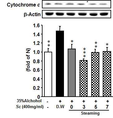 The effects of Cytochrome C protein expression in serum on acute alcoholic hepatitis treated with the extracts of Schisandrae Fructus with steaming process