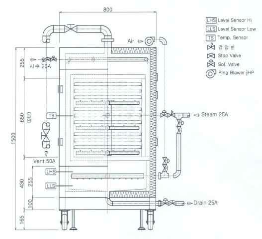 무압식 스팀증숙기 설계도