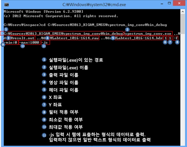 Fig. 2.2.4. Specim VNIR 카메라 기반 초분광영상파일의 처리