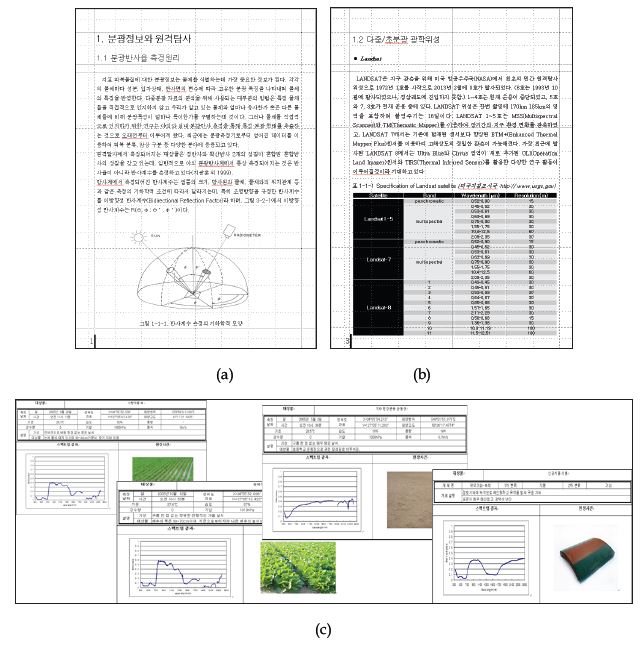 Fig. 2.4.1. 육상․해양 분광정보 기술서내용 예