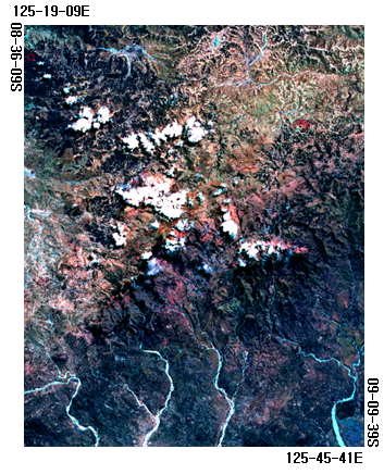 Fig. 3.1.3. 연구대상지(a) 2001년 8월 21일 촬영된 ASTER 위성영상