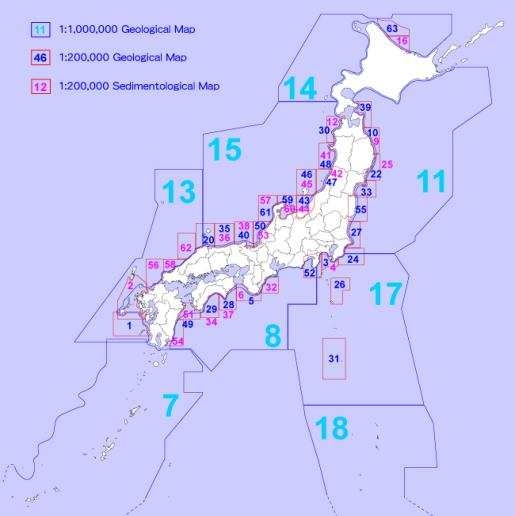 그림 1.11. 일본의 해저지질도 발간 현황