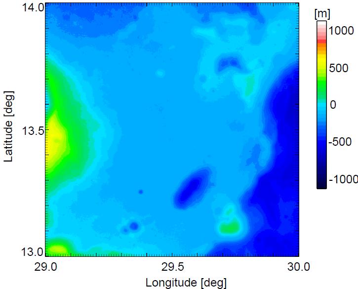 The result of noise removal process. The elevation noises which were seen in Fig. 3-4-1 were well corrected.