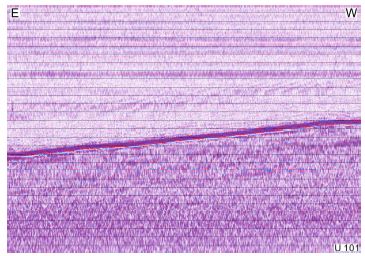 Fig. 4.13 Chirp seismic profile showing acoustic blanking on line U101 in the continental shelf off Ulsan