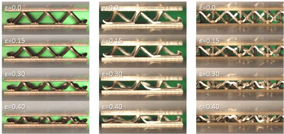 Deformed shape of truss PCMs under compressive load