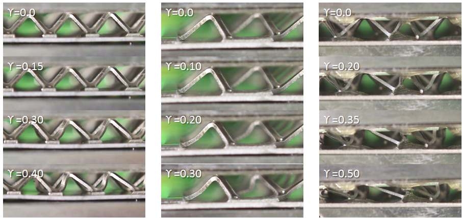 Deformed shape of truss PCMs under shear load