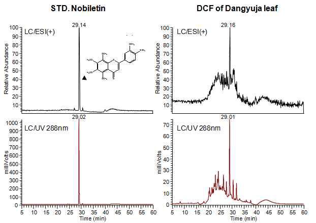 Identification of nobiletin in DCF.