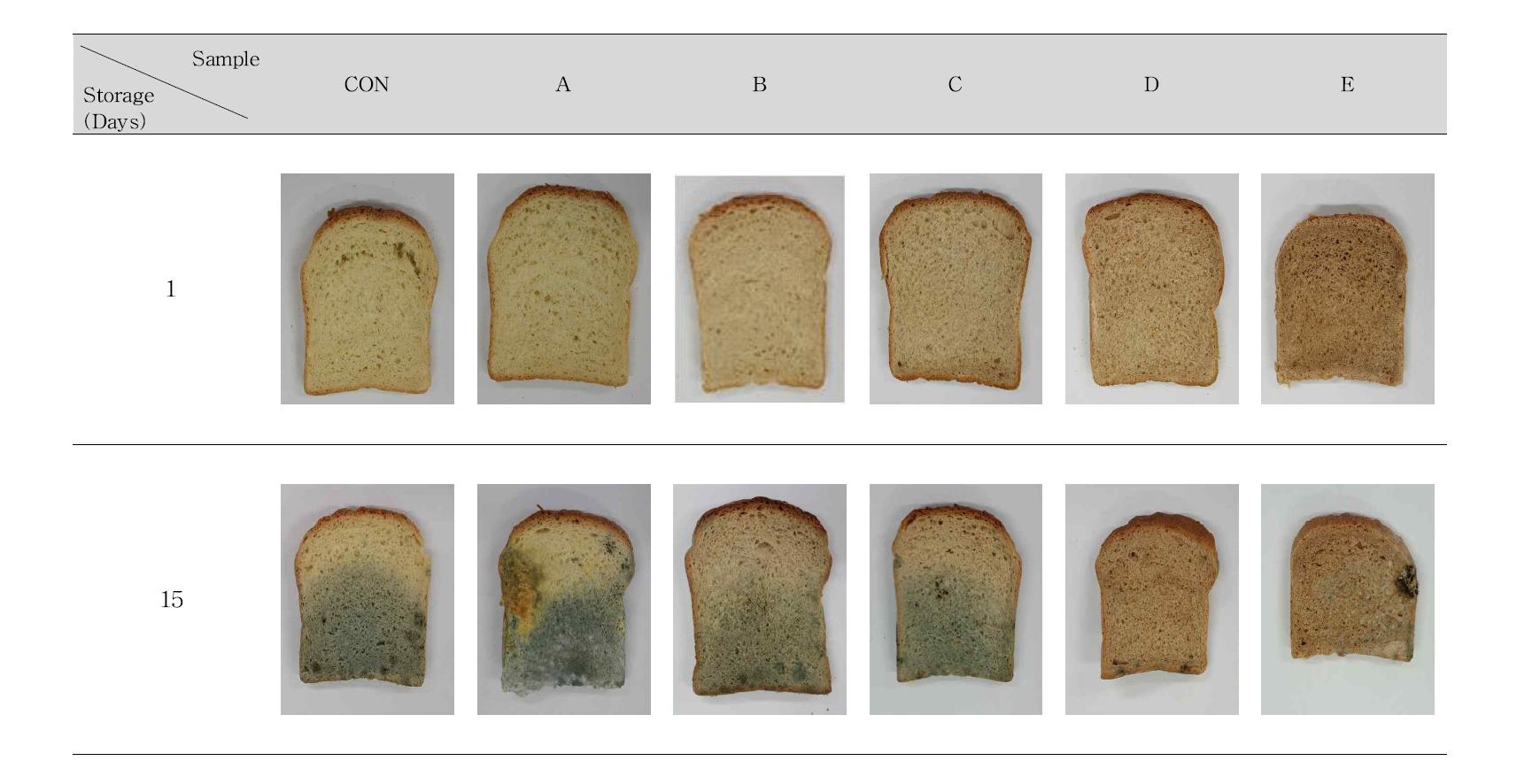 Mold growth in bread added antifungal lactic acid bacteria and cinnamon ethanol extract for the storage time.