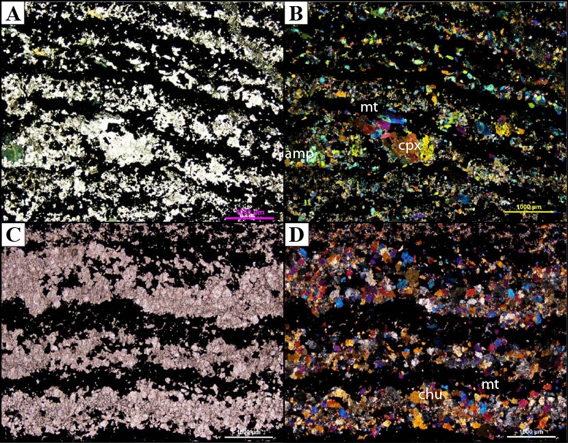 그림 3.2.37. Mg계열 층상스카른의 현미경 사진