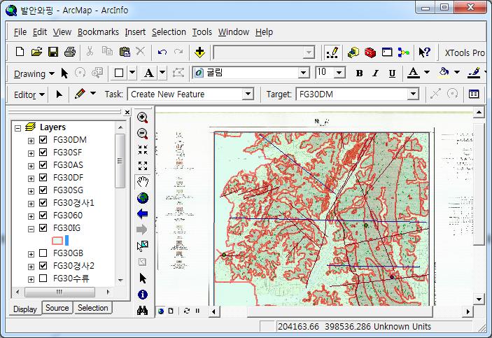 ArcMap에서의 Georeferencing 화면