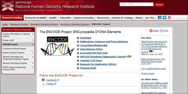 그림 3-15. Encyclopedia of DNA Elements (ENCODE)