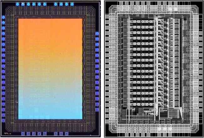 칩의 microphotograph와 layout