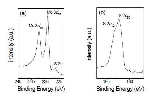 MoS2 박막의 XPS 스펙트럼