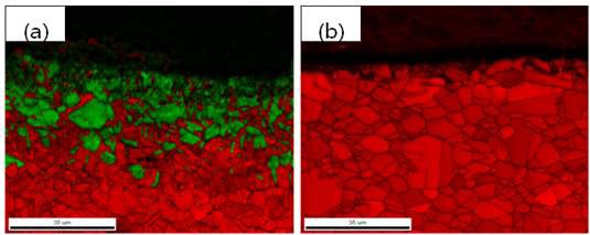 그림 6. EBSD 두께방향 상분석 결과