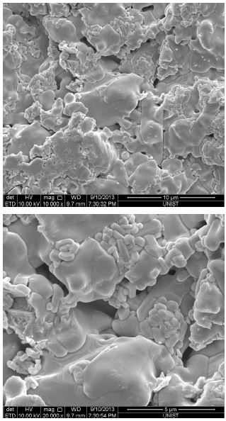 그림 70. Oxidative sintering HfO2/xGnP 소결체의 SEM 사진