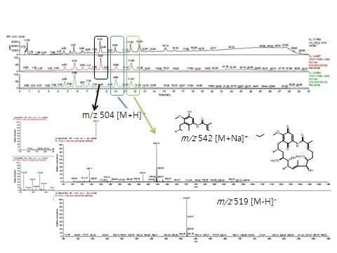 LC/MS 분석방법을 이용한Streptomycetes sp. 균주의 이차대사산물 동정