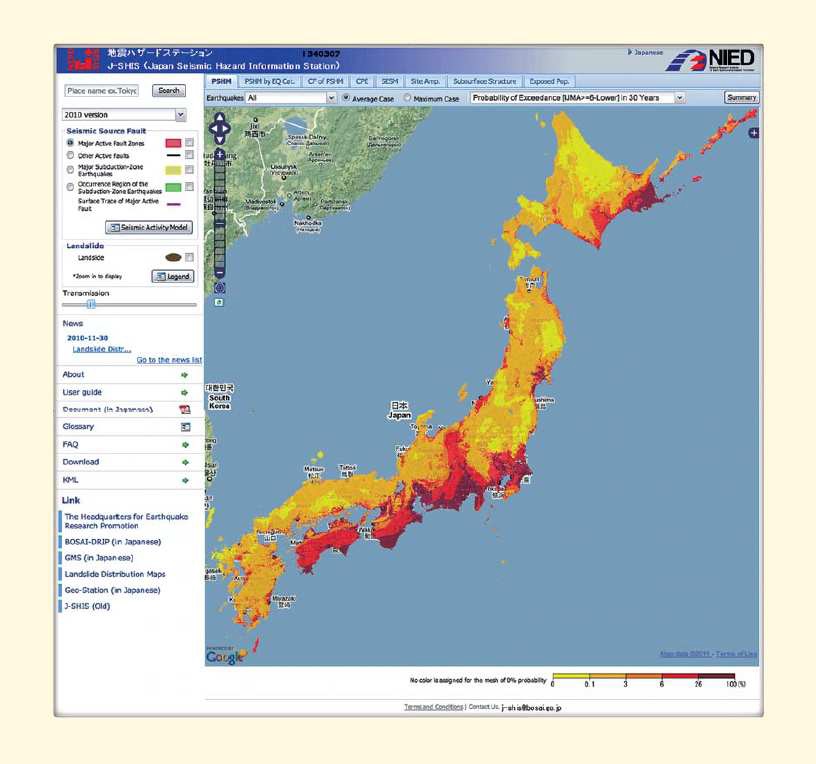 그림 2.1 Japan Seismic Hazard Information Station