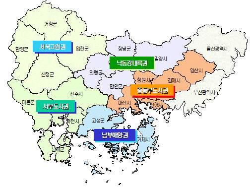 경상남도 종합계획 계획권역의 구분