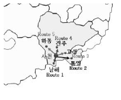 사천지역 주요 경유지