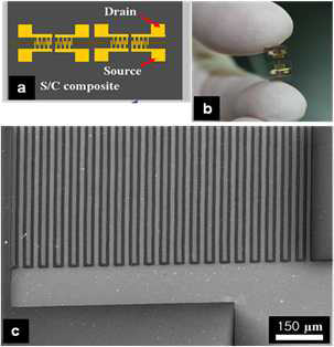 그림2. SWNT가 결합된 종이 트랜지스터의 이미지