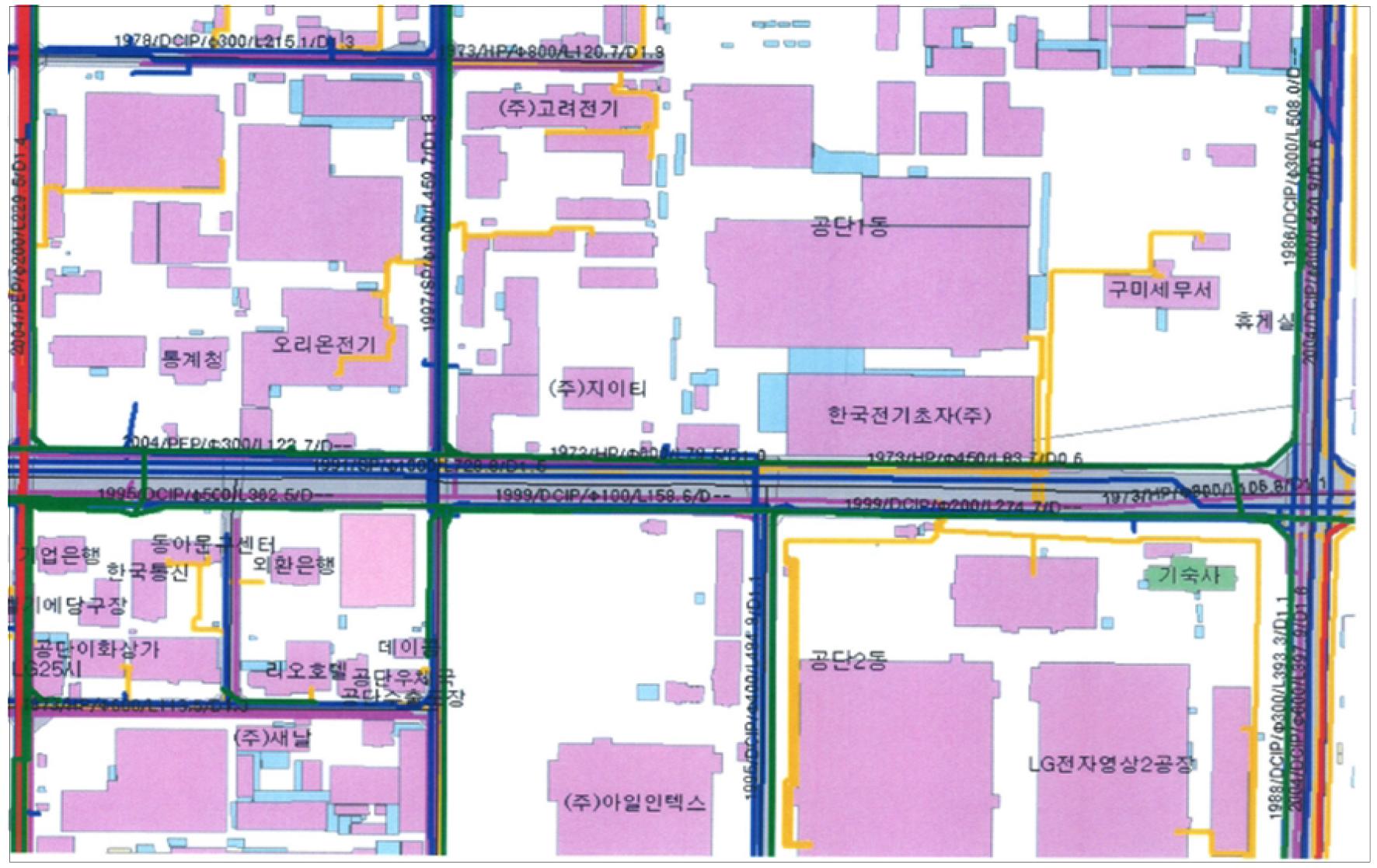 지하매설물 현황도(공단동 155-1번지 도로)