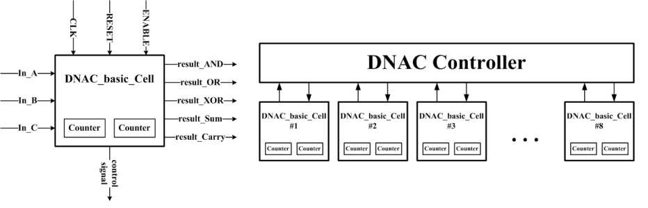 그림 1. 기본 DNAC 셀 및 DNAC 네트워크 구조