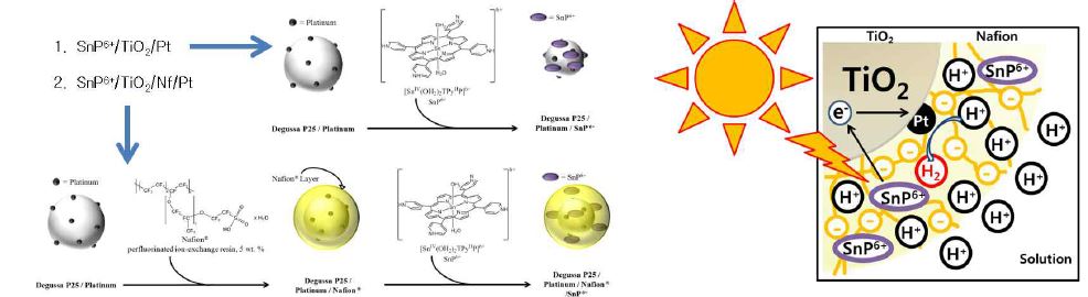 Nafion film-금속포피린 하이브리드 물질을 이용한 가시광 광촉매