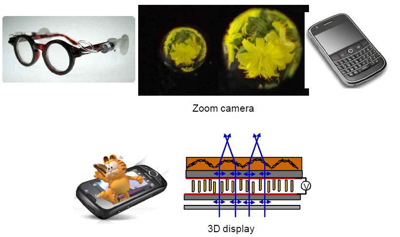 Fig. 8 Applications of our demonstrated liquid lens and LC microlens array