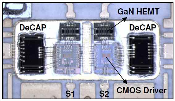 Zoom-in photograph of the CMOS-GaN SMPA line-up