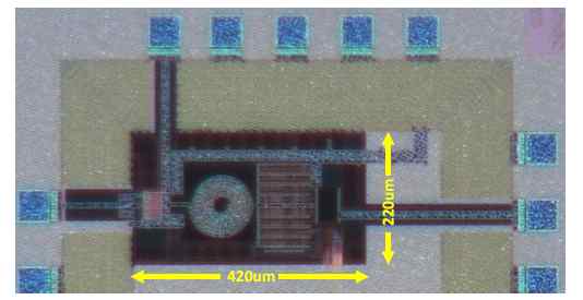 The 90 nm CMOS chip microphotograph